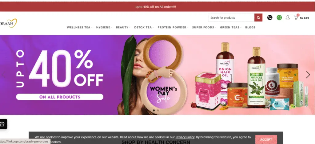 Shopify - Desktop - Web development - Oraah