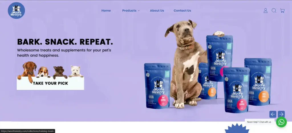 Custom Shopify Pet eCommerce Website Development for Woof Ministry | UI/UX Design, Graphics & Shopify Solutions