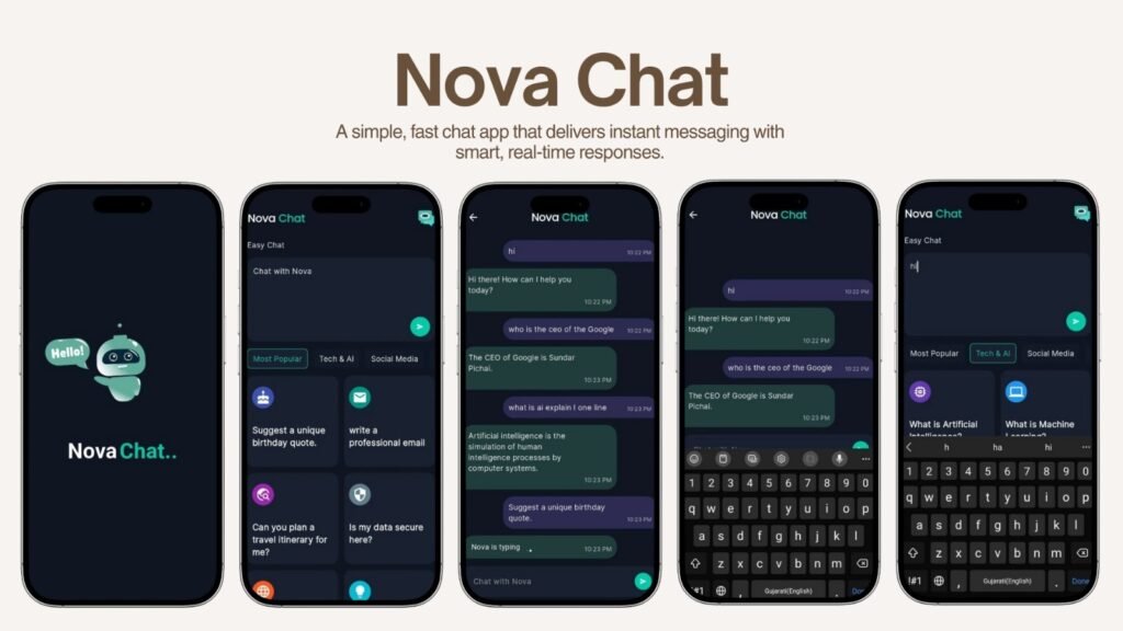 Nova chatbot flutter App by Amrita Infovisoin Pvt Ltd